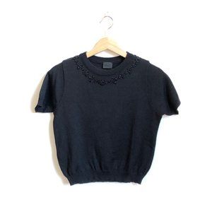 Dolce & Gabbana Cropped Merino Wool Beaded Top